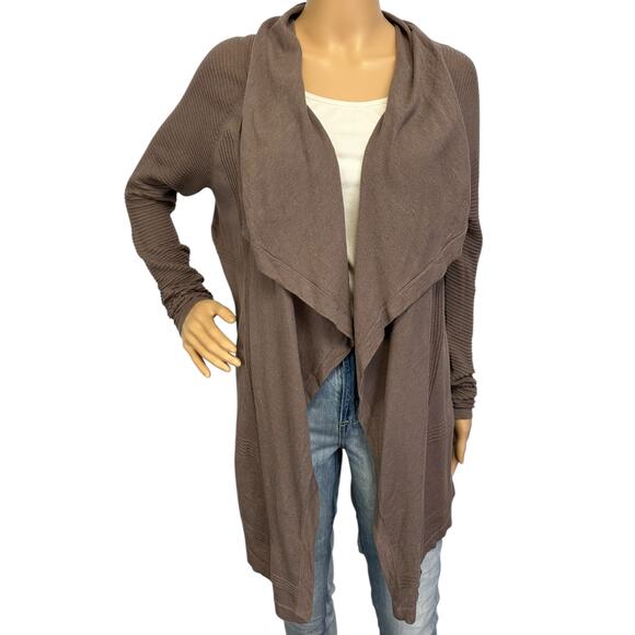 Tommy Bahama Linen Blend Draped Cardigan Sweater Taupe Open Long Sleeve Size S - Picture 1 of 8
